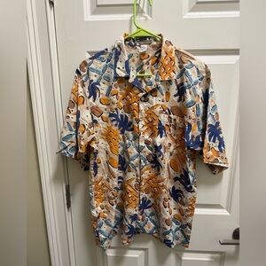 Mens Vintage HEET Sportswear Short Sleeve Button Down Shirt